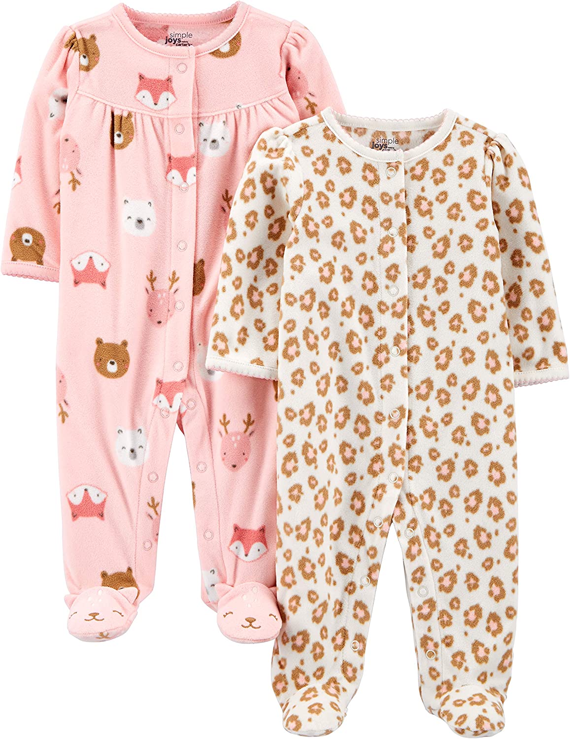 230816074454054_1 Simple Joys by Carter's Baby Girls' Fleece Footed Sleep and Play, Pack of 2 - Image 1